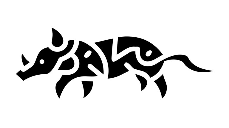 Tribal Rhino Silhouette Outline, Powerful Abstract Wildlife Art, vector design Generative AI