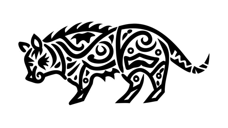 Tribal Leopard Silhouette Outline, Powerful Abstract Big Cat Art, vector design Generative AI