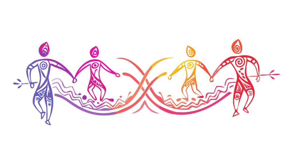 Joyful Community Dance Circle, Vibrant Abstract Celebration, vector design Generative AI