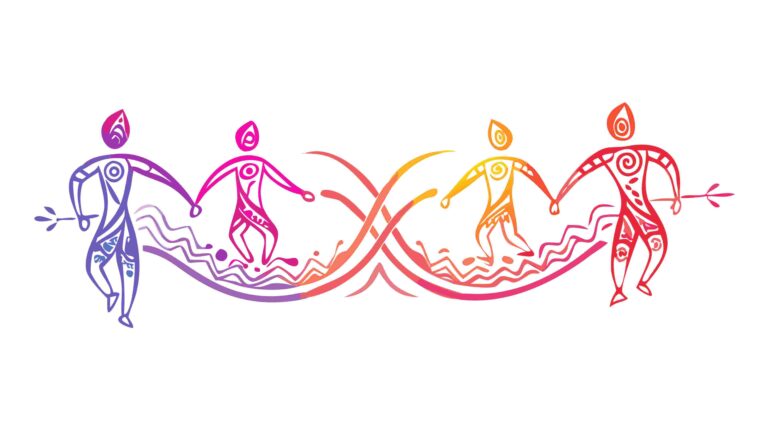 Joyful Community Dance Circle, Vibrant Abstract Celebration, vector design Generative AI