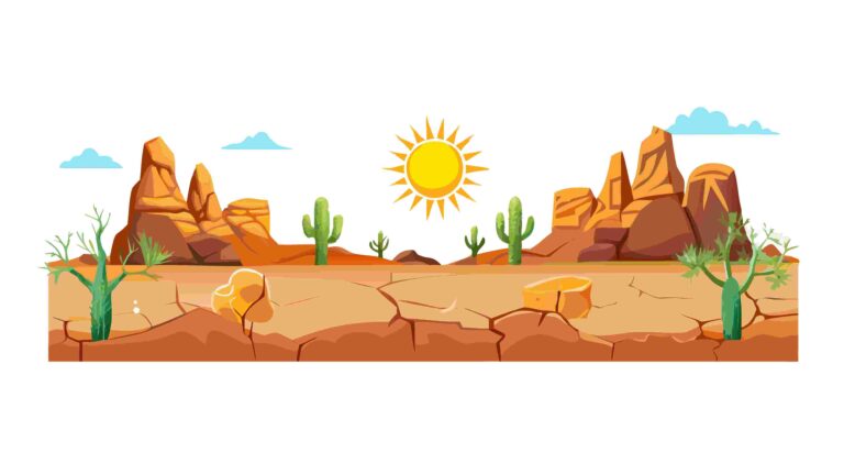 Sunny Desert Scene Border with Iconic Cacti and Mesas, vector design Generative AI