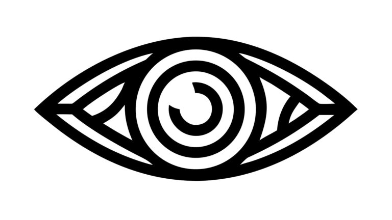 Stylized Eye with Spiral Iris, Hypnotic Vision Vector Symbol, vector design Generative AI