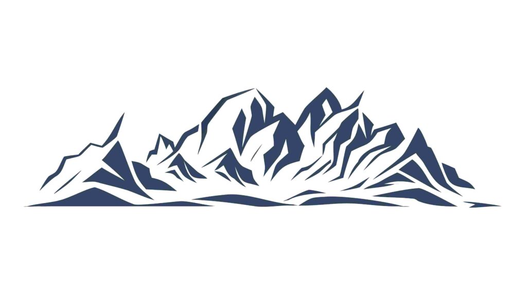 Rugged Jagged Mountain Range Outline, Dramatic Landscape Profile, vector design Generative AI