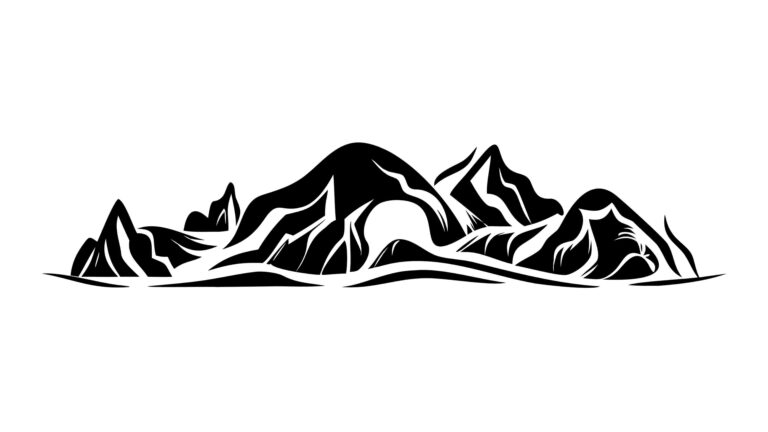 Detailed Jagged Mountain Peaks, Robust Nature Landscape Outline, vector design Generative AI