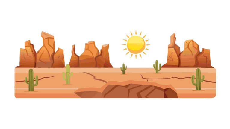 Wild West Desert Border with Cactus and Sunny Horizons, vector design Generative AI