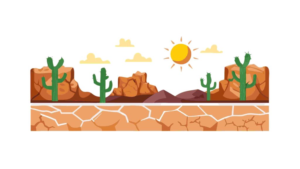 Peaceful Desert Scene Border with Cacti and Gentle Hills, vector design Generative AI
