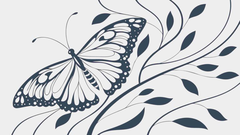 Butterfly on Swirling Leaves, Artistic Nature Motif Vector Art, vector design Generative AI