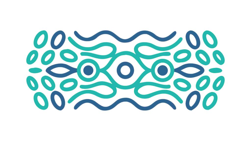 Abstract Wavy Lines with Circles, Dynamic Blue Ocean Vector Pattern, vector design Generative AI