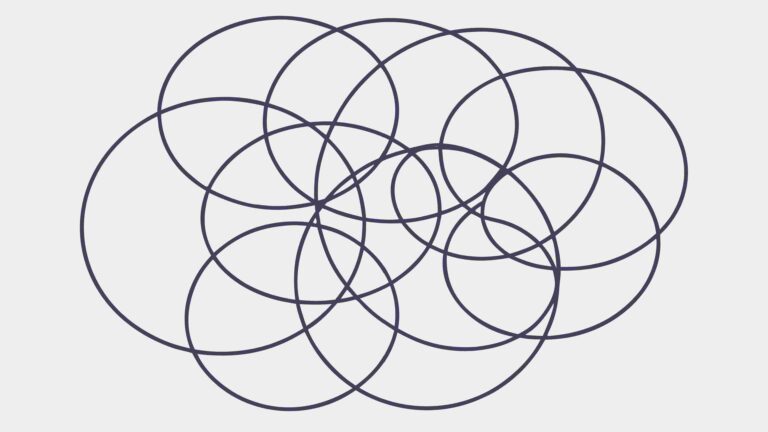 Abstract Intertwined Circles, Complex Geometric Pattern, vector design Generative AI