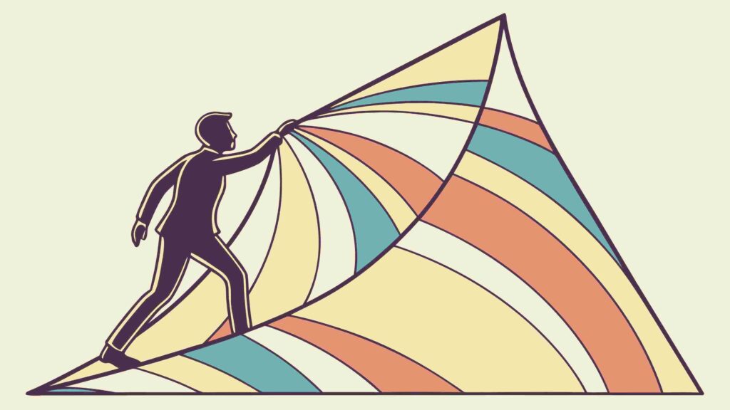 Person Kitesurfing on Dynamic Abstract Wave, Sports Art, vector design Generative AI