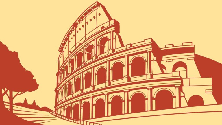 Iconic Roman Colosseum, Ancient Architectural Landmark, vector design Generative AI