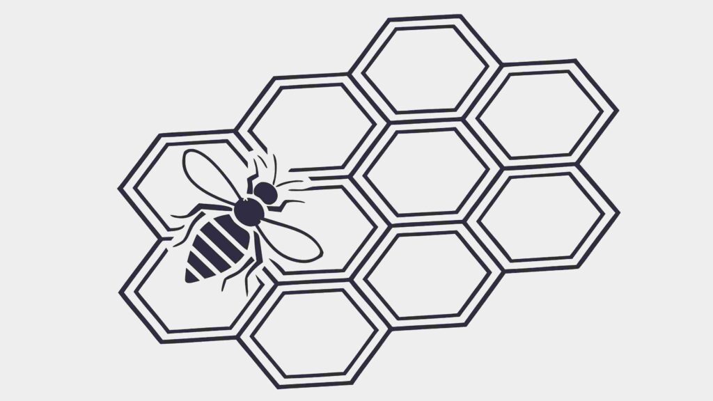 Bee on Honeycomb Pattern, Nature and Industry, vector design Generative AI