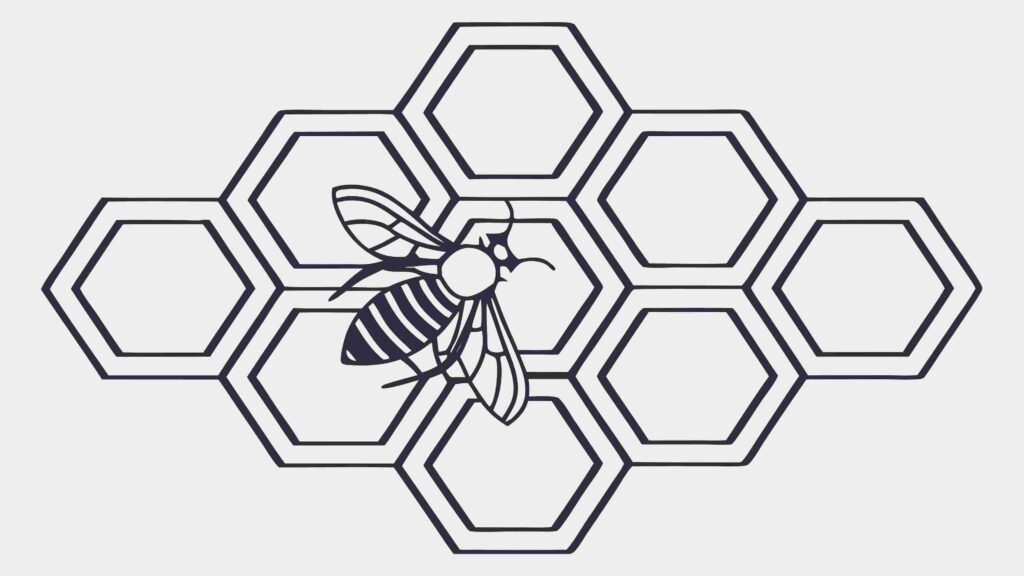 Bee with Honeycomb Pattern, Nature & Sweetness, vector design Generative AI