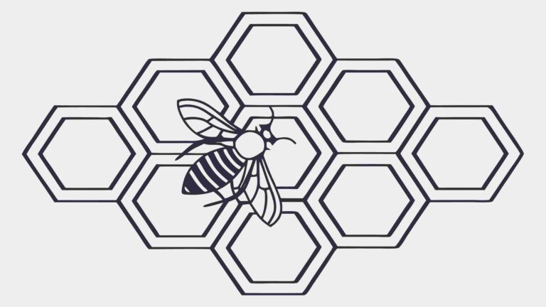 Bee with Honeycomb Pattern, Nature & Sweetness, vector design Generative AI