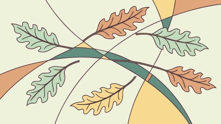 Autumn Leafy Branches with Abstract Swirls, Nature Art, vector design Generative AI