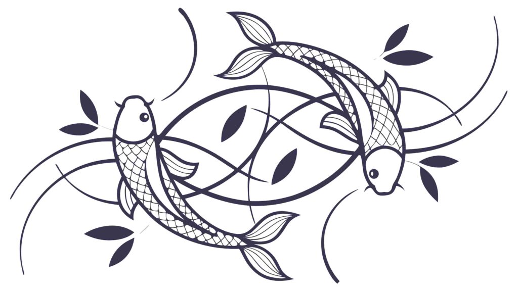 Koi Fish in Yin-Yang Style, Harmony and Balance, vector design Generative AI