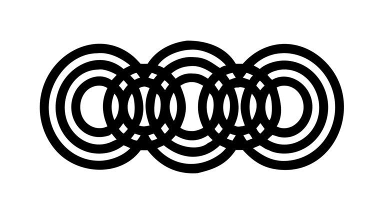 Black Interlocking Concentric Ovals, Abstract Rings, vector design Generative AI