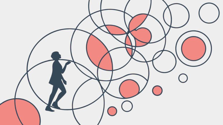 Woman and Abstract Intersecting Circles, Digital Life, vector design Generative AI