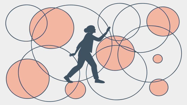 Person and Abstract Connecting Circles, Social Network, vector design Generative AI