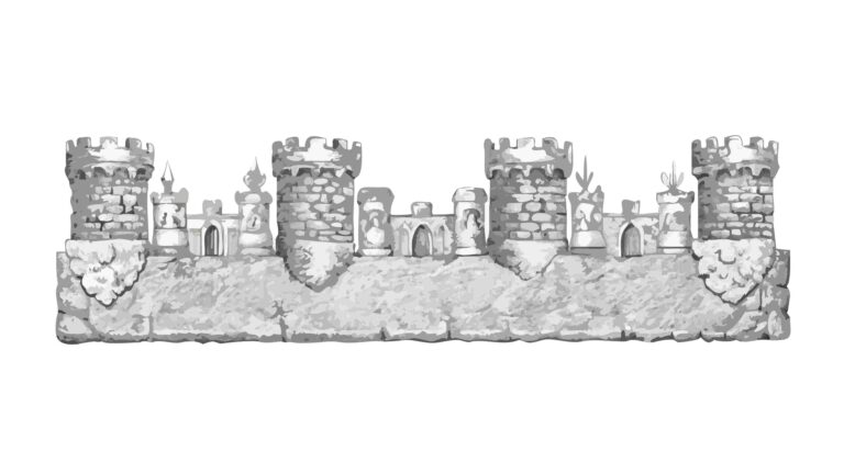 Ancient Stone Castle Wall for Game or Border Design, vector design Generative AI