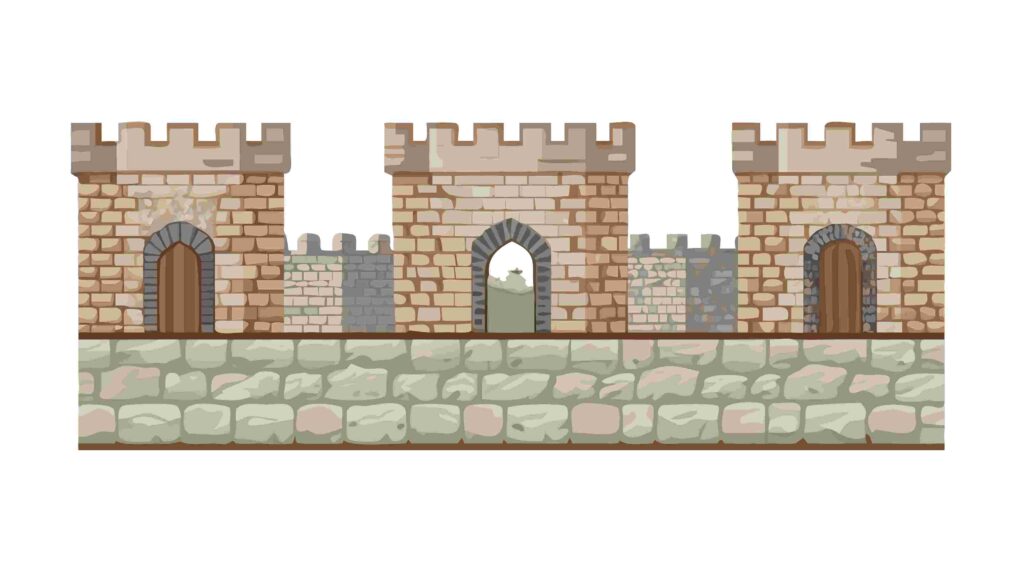 Classic Medieval Castle Wall Element for Game Design, vector design Generative AI
