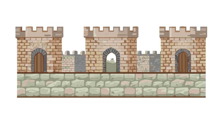 Classic Medieval Castle Wall Element for Game Design, vector design Generative AI