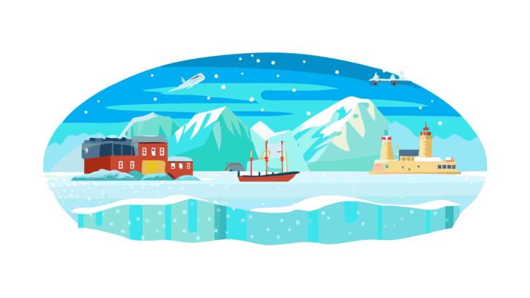 Polar Express Train on Icy Landscape Scene, vector design Generative AI