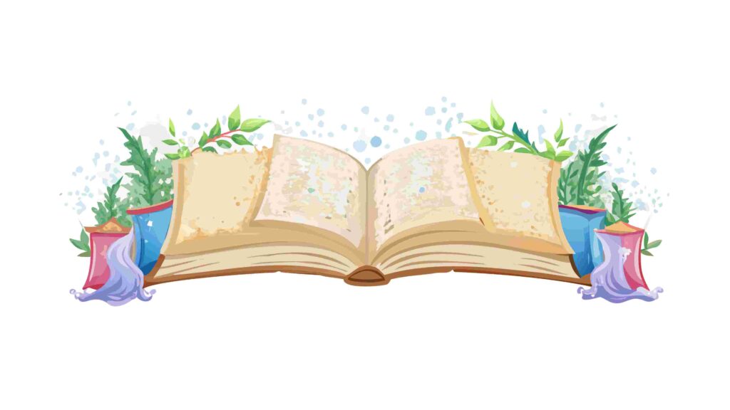 Mystical Open Book with Purple Magic and Glowing Effects, vector design Generative AI