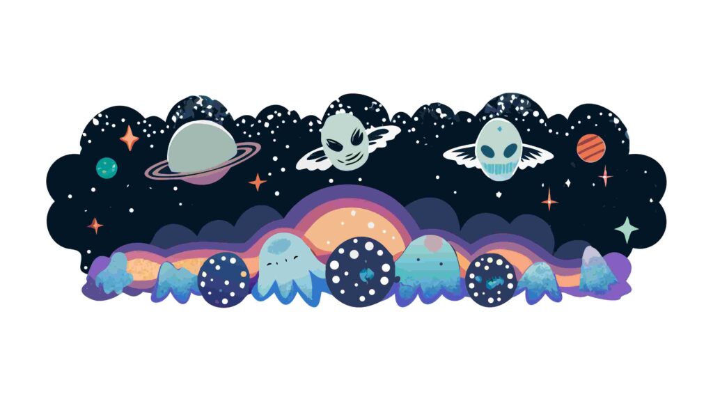 Vibrant Cosmic Space Border with Planets and Stars, vector design Generative AI