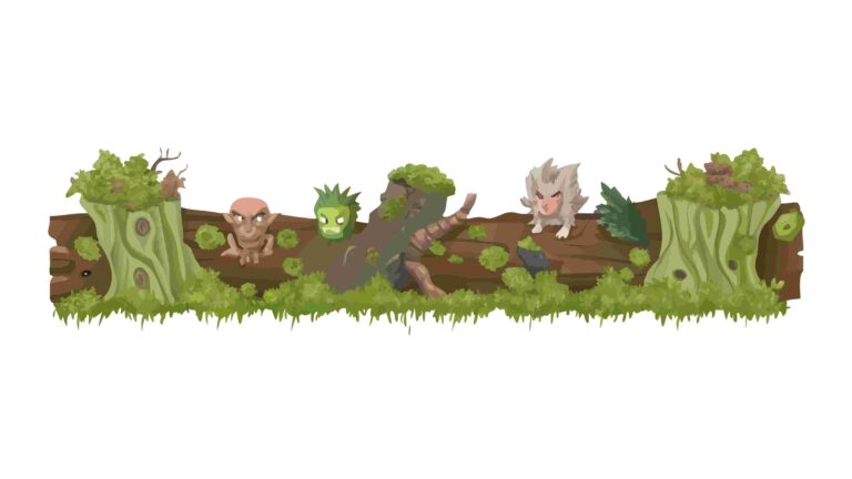Enchanted Forest Floor Border with Mushrooms and Logs, vector design Generative AI