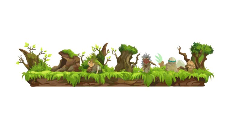 Forest Ground Border with Exposed Roots and Small Stumps, vector design Generative AI