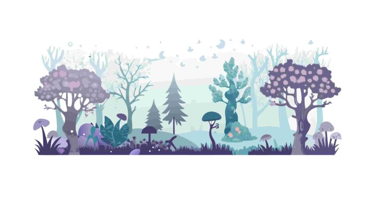 Serene Winter Forest Border with Bare Trees and Snow, vector design Generative AI