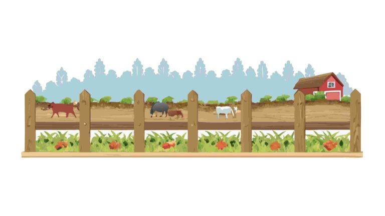 Charming Farm Landscape Border with Windmill and Barn, vector design Generative AI
