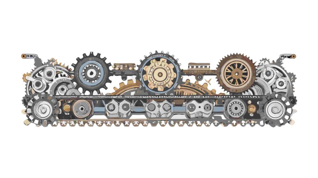Intricate Steampunk Gears and Cogs Mechanical Border, vector design Generative AI