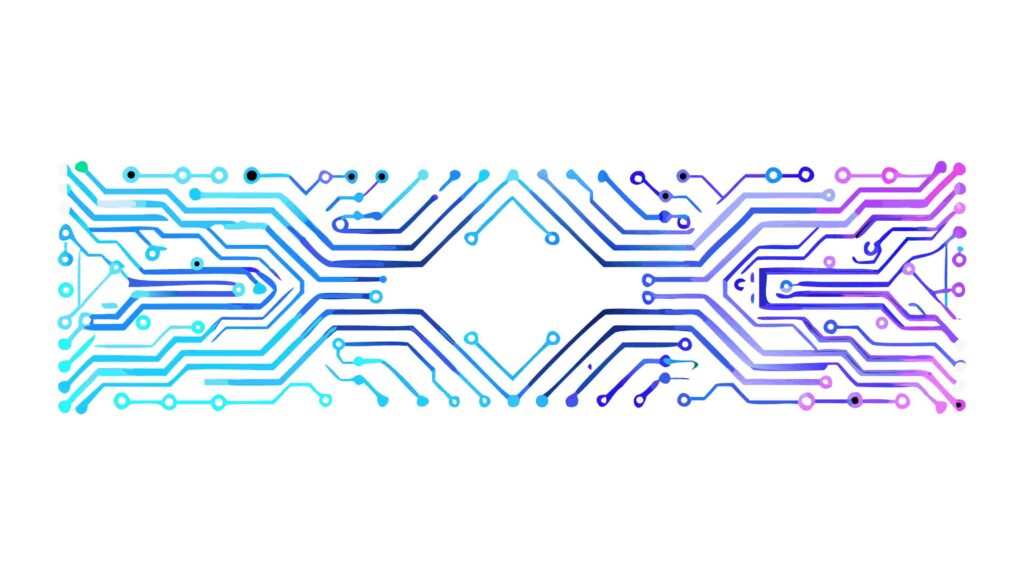 Vibrant Circuit Board Pattern with Blue and Purple Hues, vector design Generative AI