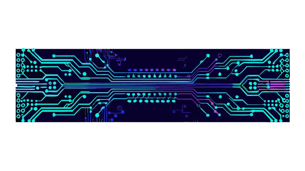 Advanced Circuit Board Pattern with Blue and Green Tones, vector design Generative AI