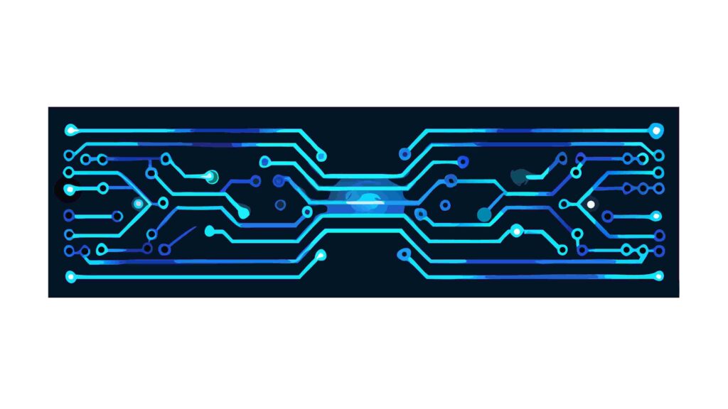 Dark Blue Circuit Board Technology Border Design, vector design Generative AI