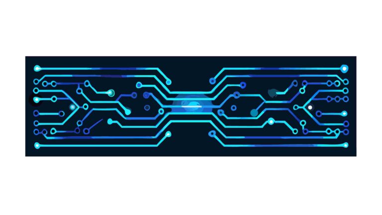 Dark Blue Circuit Board Technology Border Design, vector design Generative AI