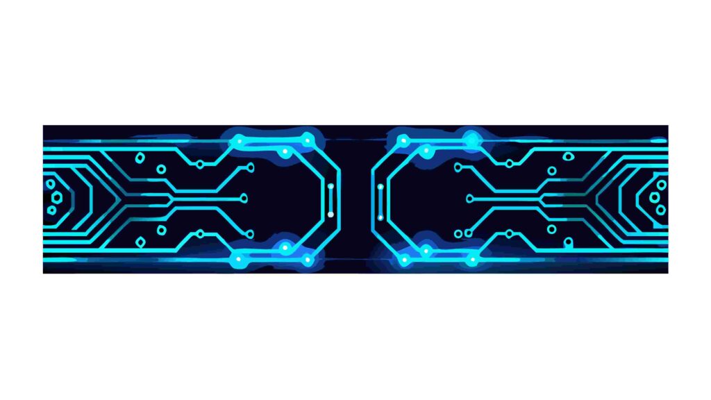 Light Blue Circuit Board Pattern Futuristic Border, vector design Generative AI