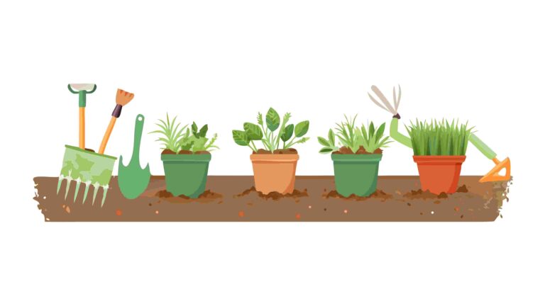 Watering Can and Blooming Plants Garden Border, vector design Generative AI