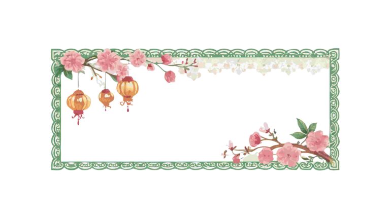 Elegant Floral Decorative Frame with Pink Cherry Blossoms, vector design Generative AI