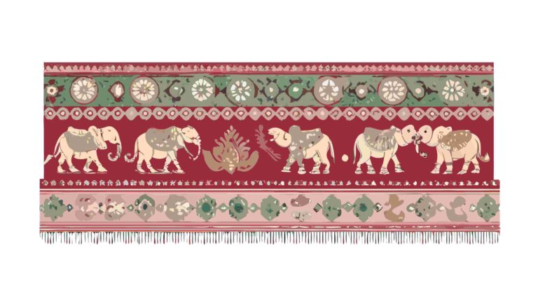 Elegant Indian Elephant Pattern in Maroon and Cream, vector design Generative AI