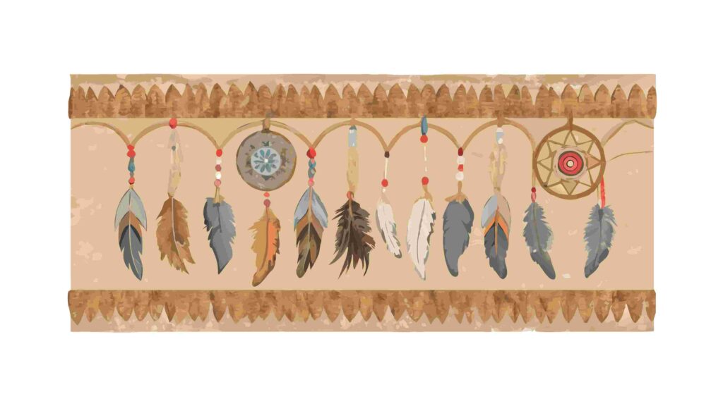 Serene Japanese Landscape Border with Pagoda and Koi Fish, vector design Generative AI