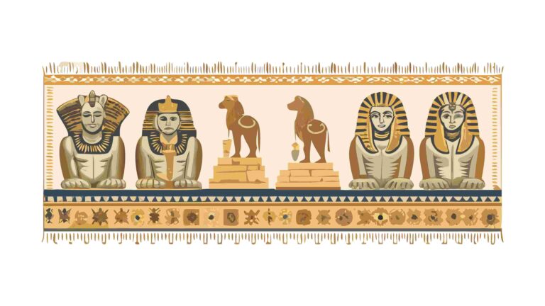 Ancient Egyptian Artifacts and Symbols Decorative Border, vector design Generative AI