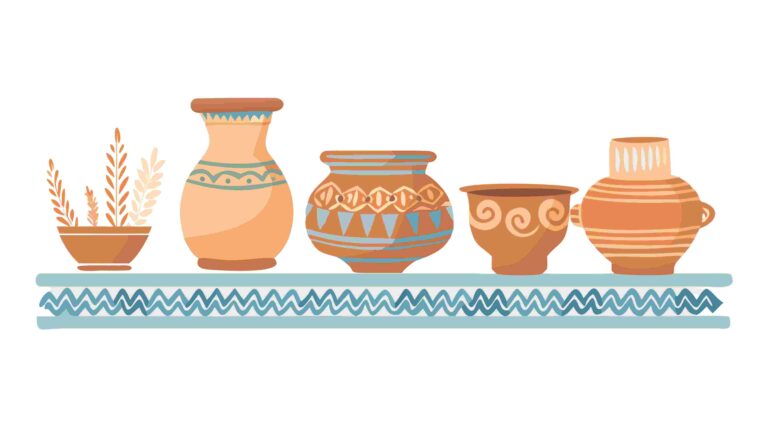 Simple Rustic Pottery Collection in Earthy Tones, vector design Generative AI