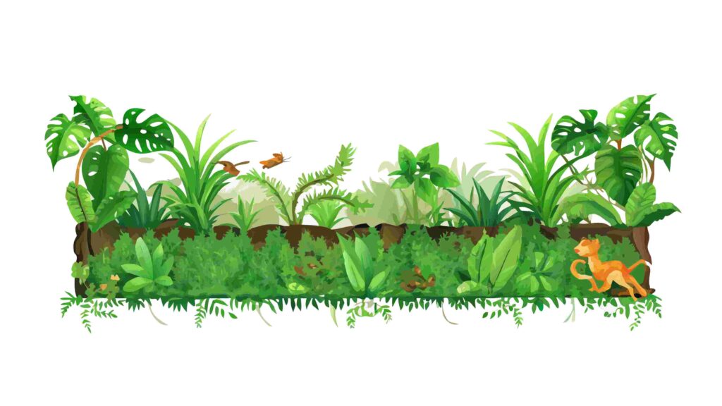 Tropical Jungle Frame with Vines and Exotic Animals, vector design Generative AI