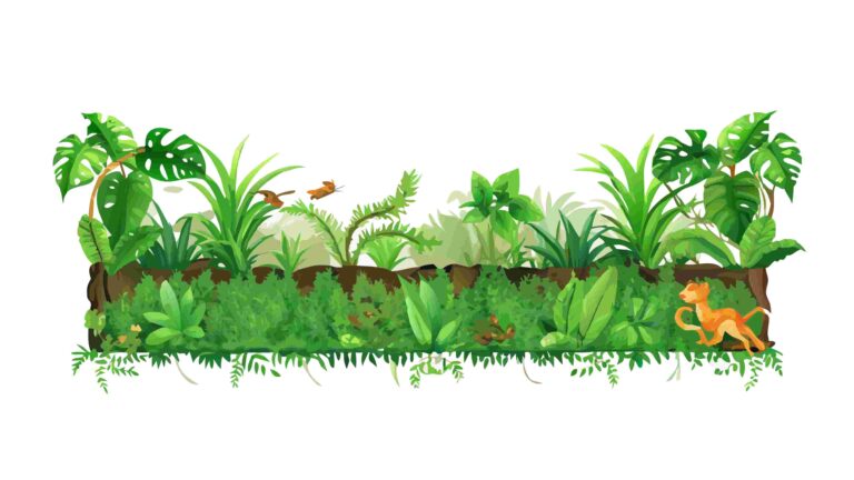 Tropical Jungle Frame with Vines and Exotic Animals, vector design Generative AI