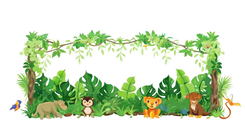 Dense Tropical Jungle Plants Natural Frame, vector design Generative AI