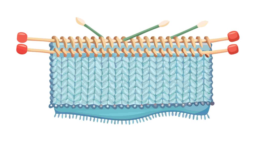 Cozy Blue Knitted Fabric with Needles and Yarn, vector design Generative AI