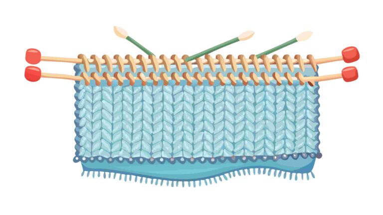 Cozy Blue Knitted Fabric with Needles and Yarn, vector design Generative AI